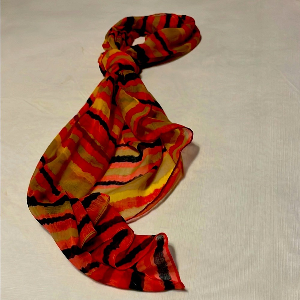 Elegant Red and Orange Geometric Scarf